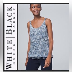 White House Black Market Navy and White Camisole. SIZE L